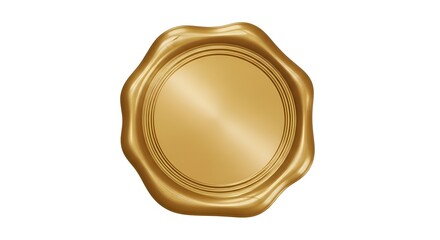 Golden Wax Seal Isolated White Background Round Stamp Vintage Style Element For Certificates, Letters, And Invitations