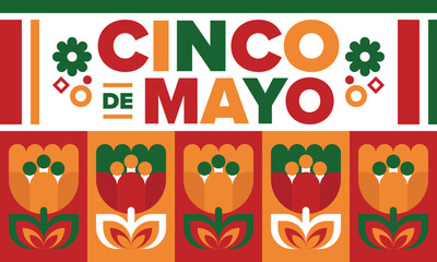 Obraz premium Cinco de Mayo in Mexico. Traditional mexican fiesta in May. National happy holiday with carnival, festival and parade. Latin american and spanish pattern. Illustration with sombrero. Vector poster
