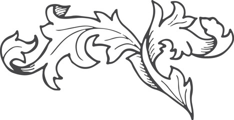 Obraz premium Classic filigree in baroque style. Black floral engraving