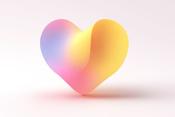 A 3D rendered, abstract heart shape with smooth color gradients, set against a white backdrop