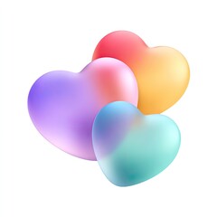 Four overlapping, gradient-filled hearts in shades of pink, yellow, blue, and purple
