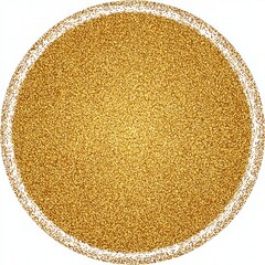 A textured, golden circle with a white-dashed border, resembling fine granules