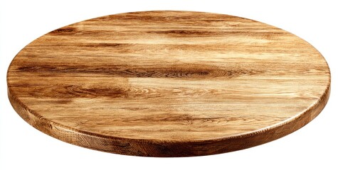 A close-up, elevated view of a round, wooden table with detailed grain patterns