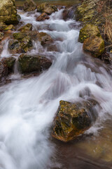 Arditurri Waterfall in Aiako Harria. Small waterfall on the Arditurri River in Aiako Harria Natural Park, Gipuzkoa, captured with a silk effect to enhance its natural beauty.