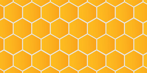 Abstract pattern seamless yellow hexagon honeycombs on a white background. Honey comb background pattern symbol vector design
