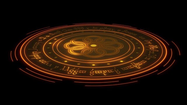Magic Portal Ground Ritual Ring Orange Clean Loop &ndash; Overlay Graphic Element