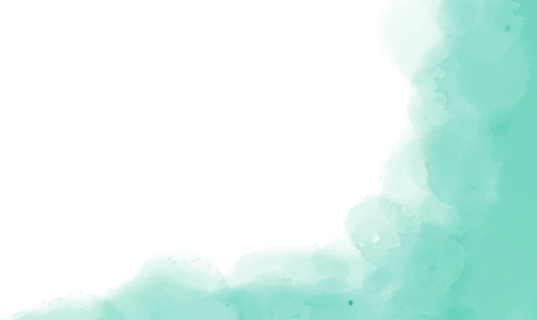Abstract teal watercolor texture with soft, organic shapes blending across the bottom right corner, creating a fluid background element, isolated on transparent background.
