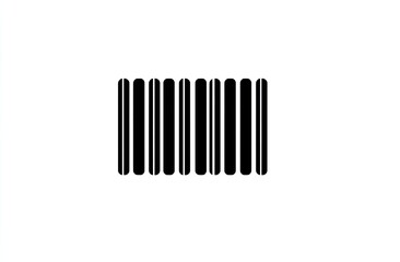 A black and white barcode pattern with vertical lines on a blank white background