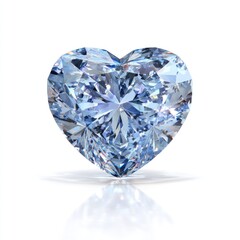 A highly detailed heart-shaped gemstone with internal facets, bright blue, white background