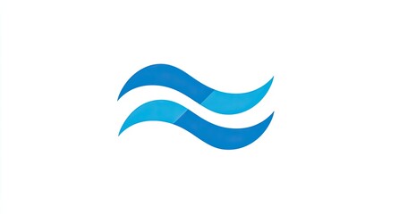 Fototapeta premium Simple emblem of two flowing, stylized blue waves on a plain white background