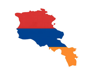 Obraz premium Striking Armenia map silhouette showcasing national colors in bold design for impactful visual storytelling and patriotic projects