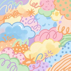 Naklejka premium summer background with clouds and rainbow