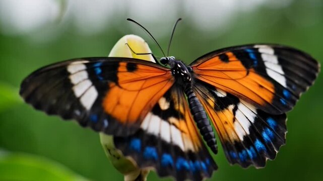 A butterfly emerges from its cocoon in a natural video