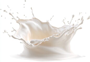 Close-up of a white liquid crown splash against a blank background, showcasing curves