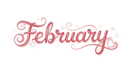 Obraz premium Elegant February script with hearts for Valentine's Day celebration.