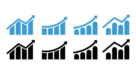 Business Growth Chart Icons Set Positive Trend Progress Vector