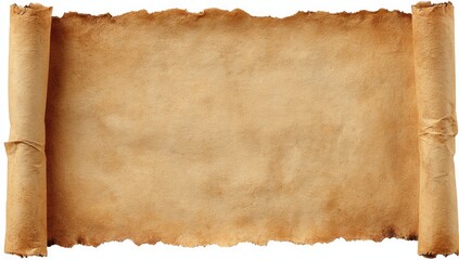 Aged parchment scroll unrolled, revealing a blank space; aged edges