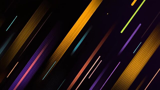 Abstract background of colorful diagonal lines on a dark background. Geometric pattern for design