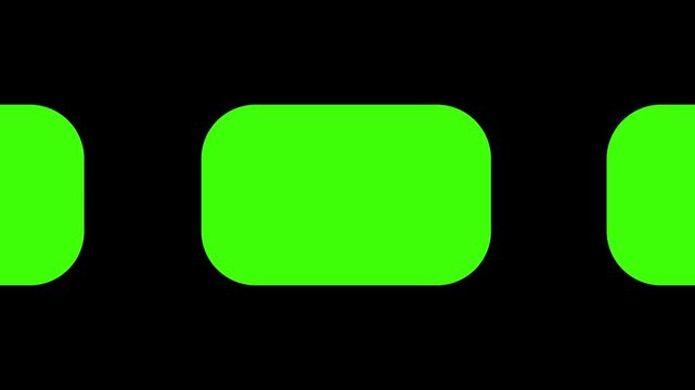 Smooth horizontal sliding animation of green rounded rectangle shapes for UI transition.
