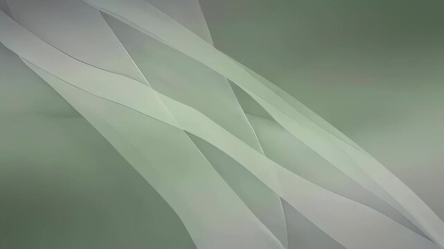 Abstract video of soft green and grey flowing ribbons creating a dynamic futuristic background for various presentations