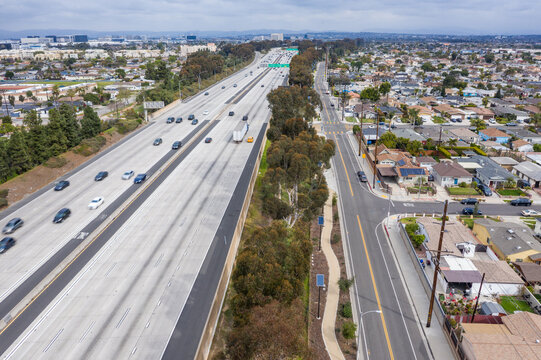 Aerial View of Interstate 405 Freeway in Los Angeles