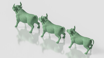 Obraz premium Green Bull Market Growth Concept With Increasing Size Sequence 3d render.