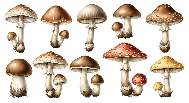 Collection of Various Mushroom Species.
