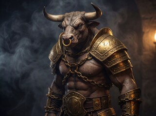 Fototapeta premium bull on a blue background - taurus 