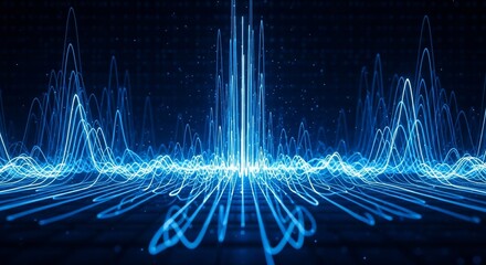 Abstract blue wave digital data