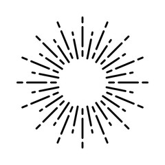 Obraz premium Vintage sunburst, sunset beams. Boho style, modern minimalist bohemian design. Hand drawn bursting sun, light rays. Logotype or lettering design element in retro style. Vector illustration