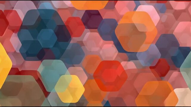 Vibrant hexagonal pattern with dynamic colors and shapes