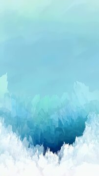 Blue and white abstract arctic landscape animation. Underwater scene with crystal ice formations. Winter background video. Vertical video
