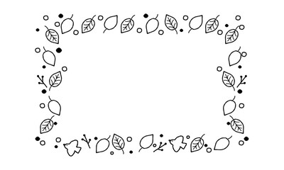 手描きの葉と実のナチュラルなリースフレーム