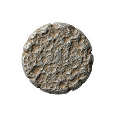 Close-up view of a rough, textured, weathered stone or mineral specimen isolated on transparent background