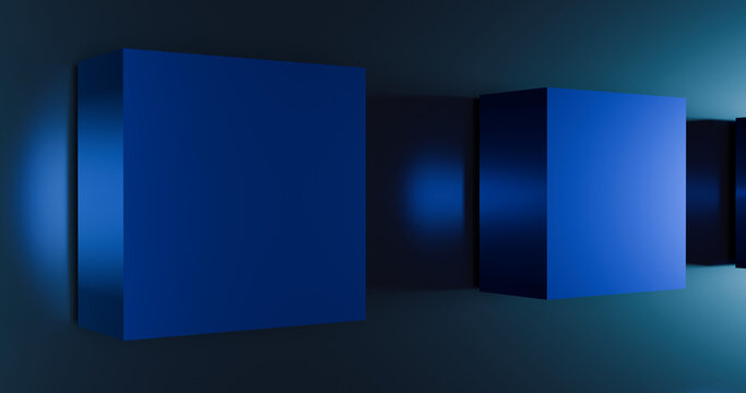 3d render dark blue cube wallpaper