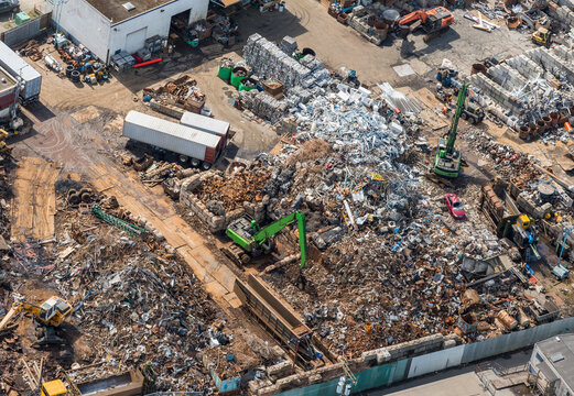 Canada, BC, Surrey.  Overhead view of recycling depot.