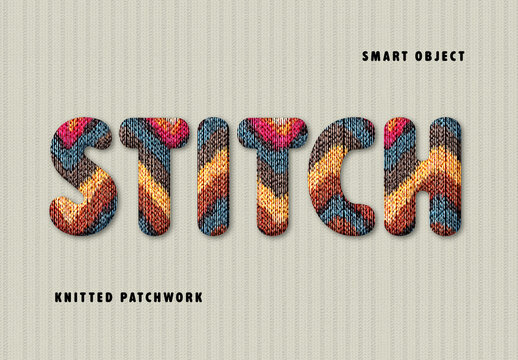 Knitted Patchwork Text Effect