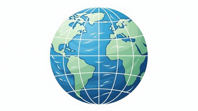 Globe illustration showing Americas from space viewpoint with grid overlay