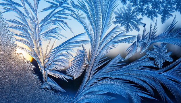 Eiskristalle Auf Einer Fensterscheibe