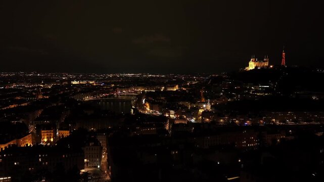 Night View of Lyon Cityscape