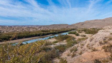The Rio Grande River on the border between the US and Mexico in Big Bend National Park
