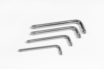 Set Torx Key, tool spanner on white background