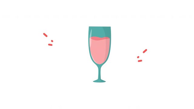 Celebratory champagne glass with pink sparkling wine, perfect for party invitations, holiday designs, event promotions, and festive social media posts.