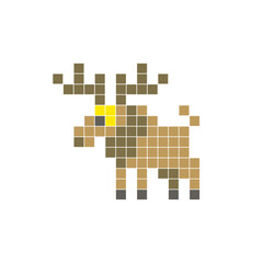 Fototapeta premium A flat pixel design made of geometric square color blocks on a clean icon layout. Pixel art moose