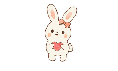 Fototapeta premium ハートを持ってるうさぎのイラスト