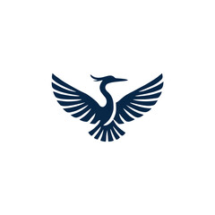 Obraz premium Stylized Heron or Crane Bird Logo.