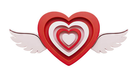 Layered Heart with Pink Wings
