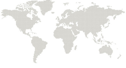 Fototapeta premium Gray world map on white background with continents and oceans.