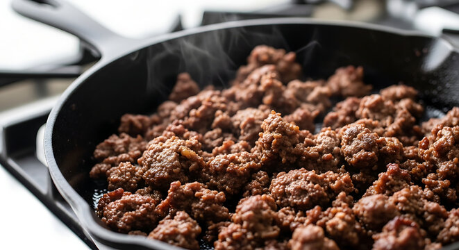 Ground Meat in Pan Cooking