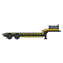 Heavy Duty Lowboy Semi Trailer Vector Icon. Flatbed Low Loader Illustration for Construction Equipment Transport and Logistics.